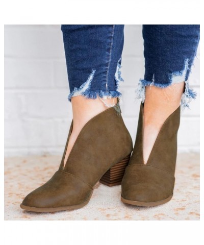 Womens Chelsea Boots Chunky Heel Slip On Ankle Booties Dark Gray Ankle Boots Women Brown Wide Booties for Women Low Heel Wome...