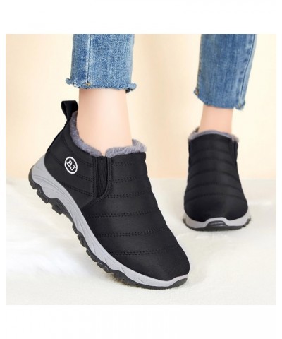 Winter Boots for Women Fur Lined Waterproof Flat Snow Boots Casual Outdoor Non-Slip Short-Tube Ankle Boots Fashion Shoes A03-...