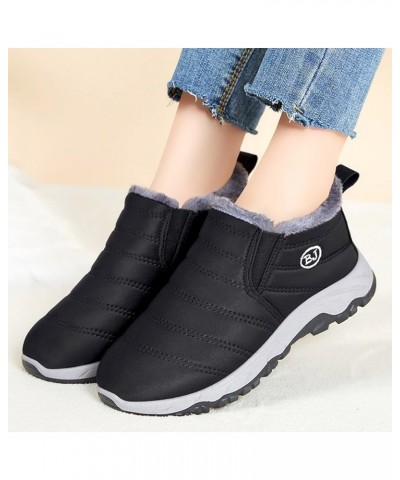 Winter Boots for Women Fur Lined Waterproof Flat Snow Boots Casual Outdoor Non-Slip Short-Tube Ankle Boots Fashion Shoes A03-...