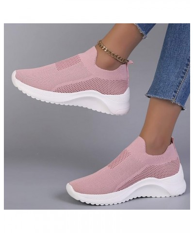 Slip On Sneakers for Women, Women Outdoor Mesh Mixed Color Sports Shoes Runing Breathable Shoes Sneakers Z 14-pink $14.61 Ath...