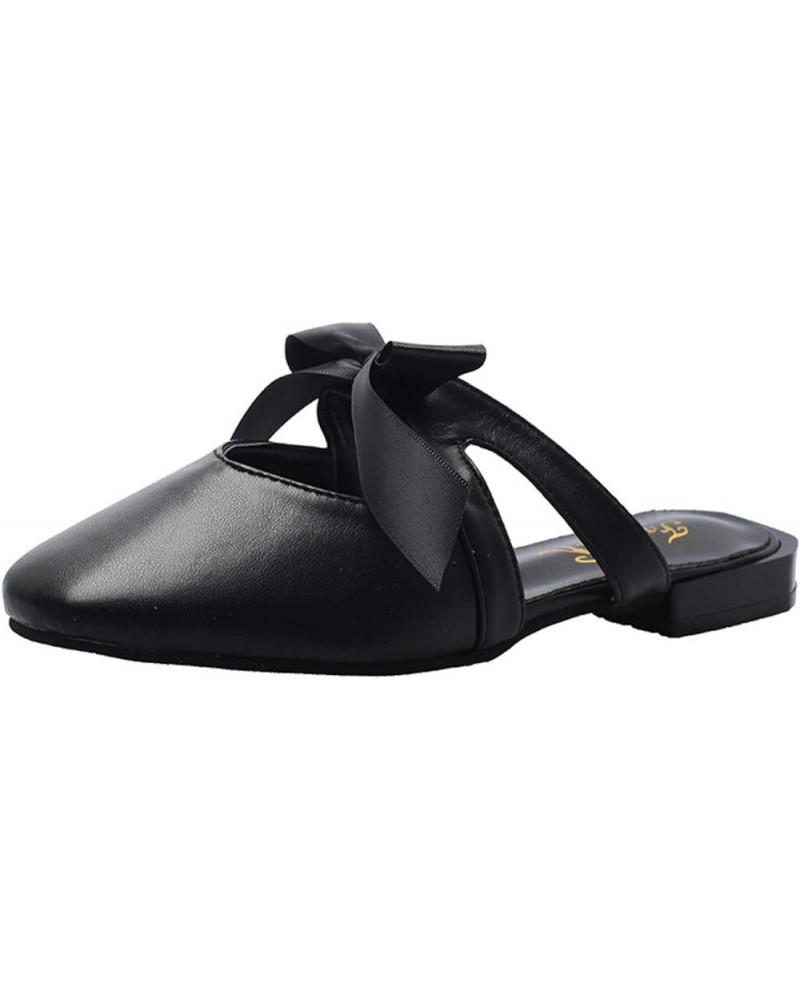 Woman's Typical Low Heel Mules Shoes with Synthetic Leather and Comfortable Slip on Loafer Mule Daily Wear Black $17.83 Mules...