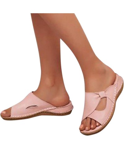 Sandals Women Dressy Summer Sandals Women Comfortable Slip On Wedge Platform Bowknot Espadrilles Spring Sandals Pink $6.29 Sa...