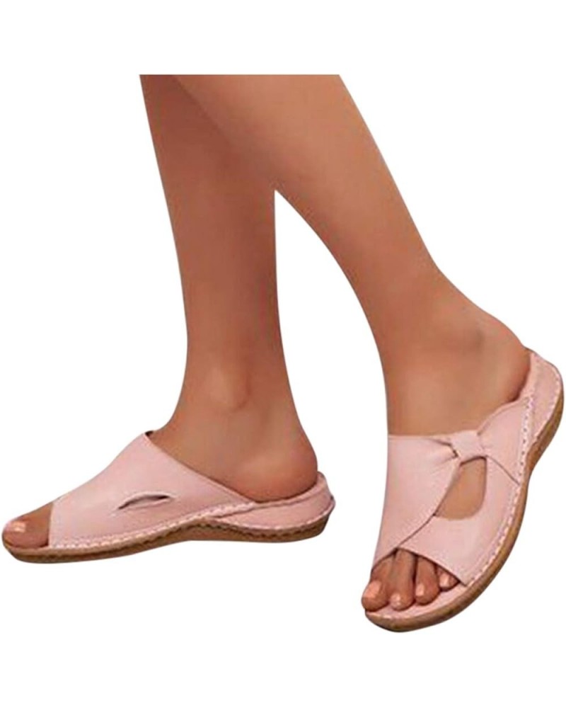 Sandals Women Dressy Summer Sandals Women Comfortable Slip On Wedge Platform Bowknot Espadrilles Spring Sandals Pink $6.29 Sa...