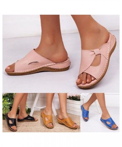 Sandals Women Dressy Summer Sandals Women Comfortable Slip On Wedge Platform Bowknot Espadrilles Spring Sandals Pink $6.29 Sa...