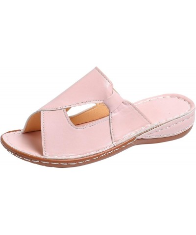 Sandals Women Dressy Summer Sandals Women Comfortable Slip On Wedge Platform Bowknot Espadrilles Spring Sandals Pink $6.29 Sa...