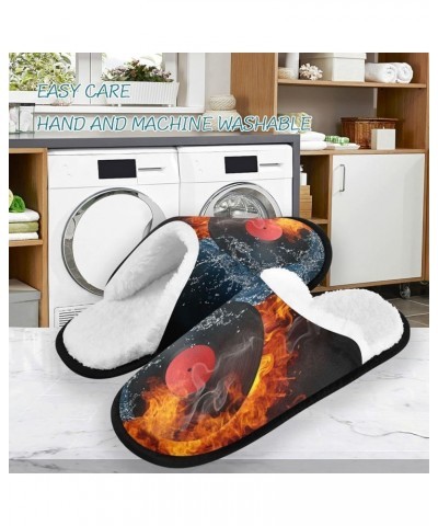 Record in Fire and Water Cozy Fuzzy Mens Womens Memory Foam House Slippers Plush Fleece Indoor Outdoor Slipper Multi $12.09 S...