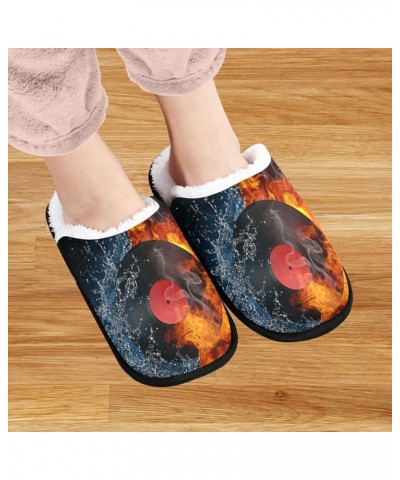 Record in Fire and Water Cozy Fuzzy Mens Womens Memory Foam House Slippers Plush Fleece Indoor Outdoor Slipper Multi $12.09 S...