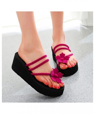 Women Floral Flip Flops Beach Flip Flops Fashion Slippers Thick Bottom Flip Flops Very G Sandals for Women A-5-hot Pink $11.0...