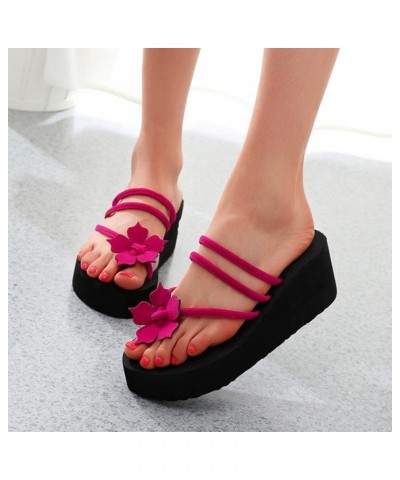 Women Floral Flip Flops Beach Flip Flops Fashion Slippers Thick Bottom Flip Flops Very G Sandals for Women A-5-hot Pink $11.0...