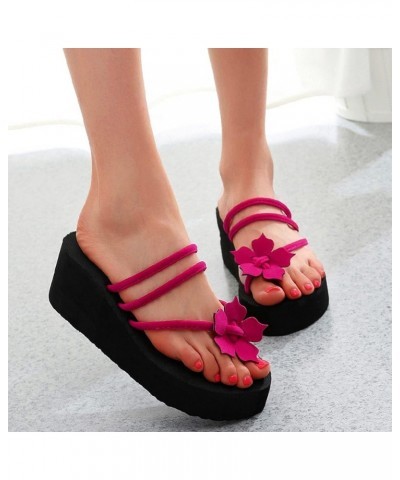 Women Floral Flip Flops Beach Flip Flops Fashion Slippers Thick Bottom Flip Flops Very G Sandals for Women A-5-hot Pink $11.0...