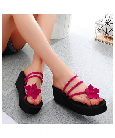 Women Floral Flip Flops Beach Flip Flops Fashion Slippers Thick Bottom Flip Flops Very G Sandals for Women A-5-hot Pink $11.0...