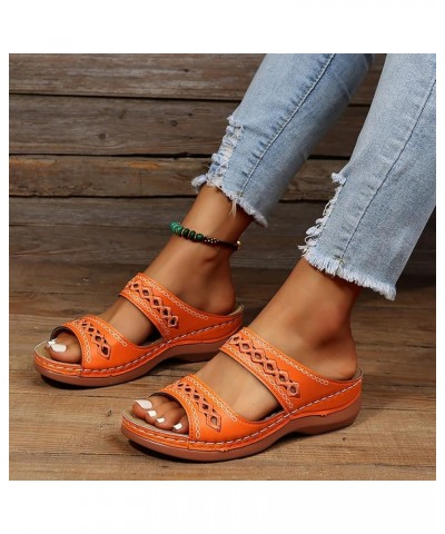 Summer Beach Sandals for Women, Orthotic Sandals for Women Casual Breathable Open Toe Sandals Summer Beach Slippers Orange $1...