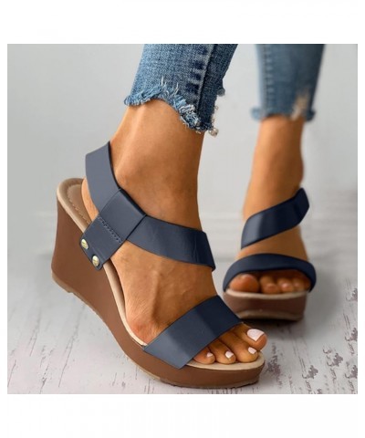 Deadlift Platform Gold Wedges Shoes For Women Platform Shoes 70S Water Sandals For Women Black Heeled Sandals 6-dark Blue $18...