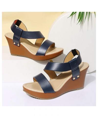 Deadlift Platform Gold Wedges Shoes For Women Platform Shoes 70S Water Sandals For Women Black Heeled Sandals 6-dark Blue $18...