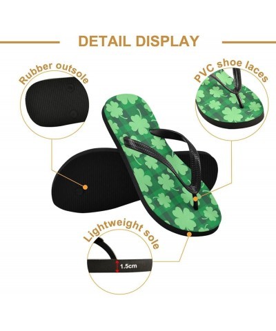 St Patrick's Day Clovers Womens Flip Flops Shamrocks Green Buffalo Check Plaid Summer Beach Sandals Casual Thong Slippers Com...