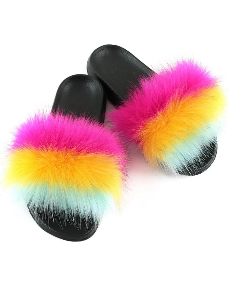 Furry Ladies Fluffy Fashion Slippers Summer Soft Fur NonSlip Faux Convenint Sandals Outdoor Colorful Design Home for $12.34 S...