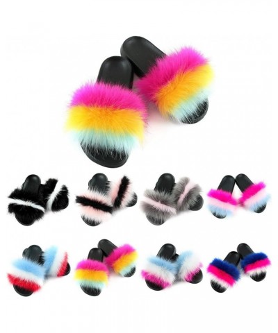 Furry Ladies Fluffy Fashion Slippers Summer Soft Fur NonSlip Faux Convenint Sandals Outdoor Colorful Design Home for $12.34 S...