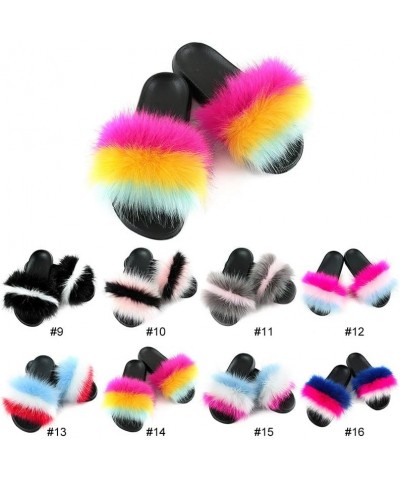 Furry Ladies Fluffy Fashion Slippers Summer Soft Fur NonSlip Faux Convenint Sandals Outdoor Colorful Design Home for $12.34 S...