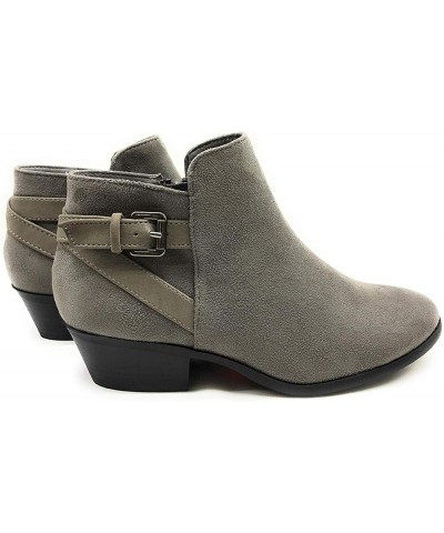 CHOYA Women's Round Toe Faux Suede Stacked Heel Western Ankle Bootie Smoke Grey $21.83 Boots