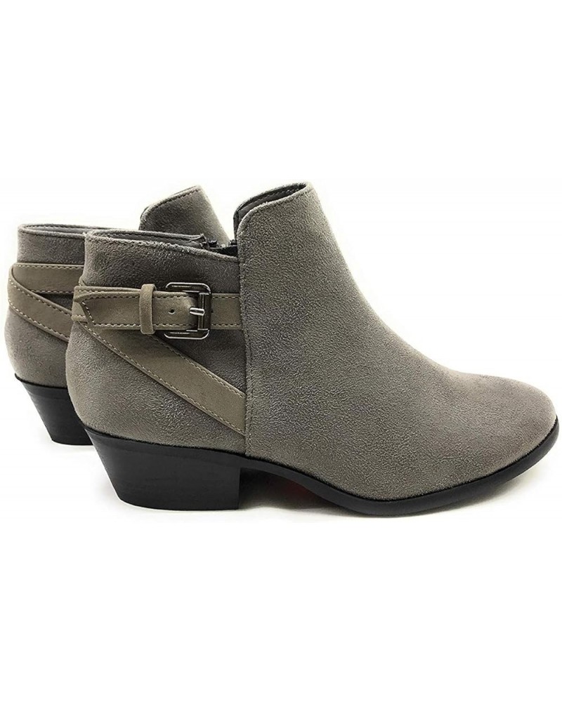 CHOYA Women's Round Toe Faux Suede Stacked Heel Western Ankle Bootie Smoke Grey $21.83 Boots