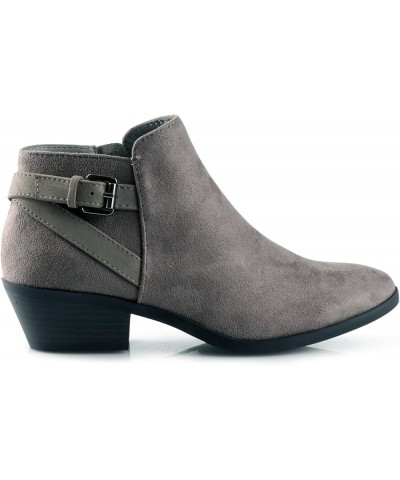 CHOYA Women's Round Toe Faux Suede Stacked Heel Western Ankle Bootie Smoke Grey $21.83 Boots