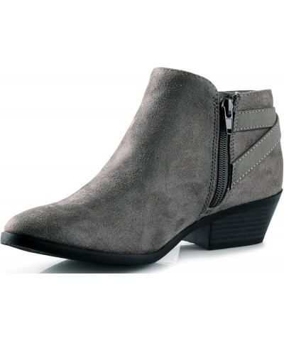 CHOYA Women's Round Toe Faux Suede Stacked Heel Western Ankle Bootie Smoke Grey $21.83 Boots