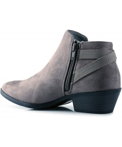 CHOYA Women's Round Toe Faux Suede Stacked Heel Western Ankle Bootie Smoke Grey $21.83 Boots