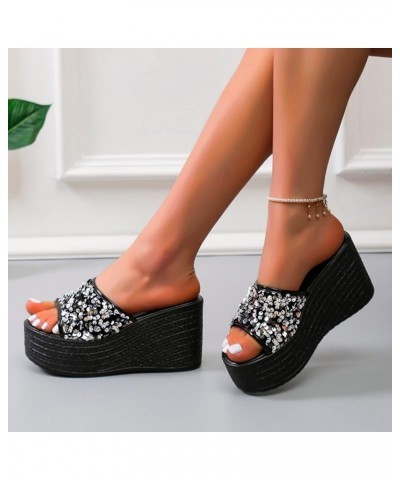 Women's Platform Sandals Wedge Ankle Strap Open Toe Sandals Sandals for Women Dressy Summer Wedge Black $19.28 Sandals