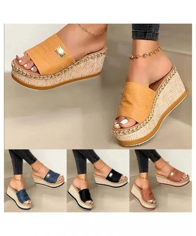 Hessian Espadrilles Sandals Womens Wedge Platform Sandal Summer Open Toe Casual Comfort Breathable Walking Shoes Ladies Slip ...