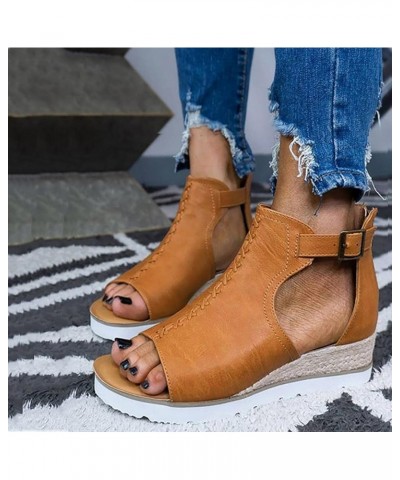 Womens Espadrilles Sandals Platform Open Toe Ankle Strap Buckle Summer Wedge Shoes Fashion Cutout Roman Gladiator Sandals Lad...