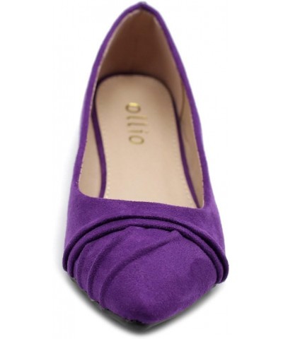 Women's Shoe Ballet Dress Faux Suede Pleated Pointed Toe Flat Purple-su $14.00 Flats