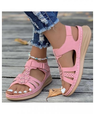 Sandals Women Comfortable Plus-size Floral Platform Wedge Shoes Summer Beach Roman Sandals Ladies Journey Basic Shoe T-947 Pi...