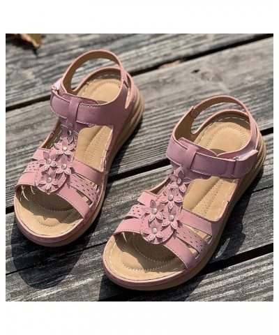 Sandals Women Comfortable Plus-size Floral Platform Wedge Shoes Summer Beach Roman Sandals Ladies Journey Basic Shoe T-947 Pi...