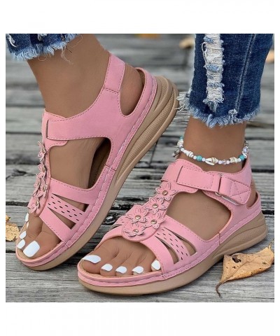 Sandals Women Comfortable Plus-size Floral Platform Wedge Shoes Summer Beach Roman Sandals Ladies Journey Basic Shoe T-947 Pi...