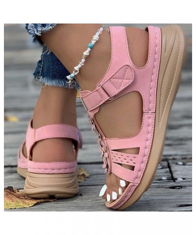 Sandals Women Comfortable Plus-size Floral Platform Wedge Shoes Summer Beach Roman Sandals Ladies Journey Basic Shoe T-947 Pi...