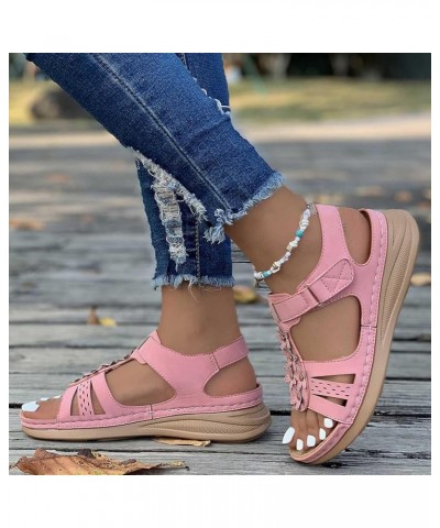 Sandals Women Comfortable Plus-size Floral Platform Wedge Shoes Summer Beach Roman Sandals Ladies Journey Basic Shoe T-947 Pi...