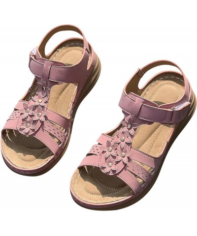 Sandals Women Comfortable Plus-size Floral Platform Wedge Shoes Summer Beach Roman Sandals Ladies Journey Basic Shoe T-947 Pi...