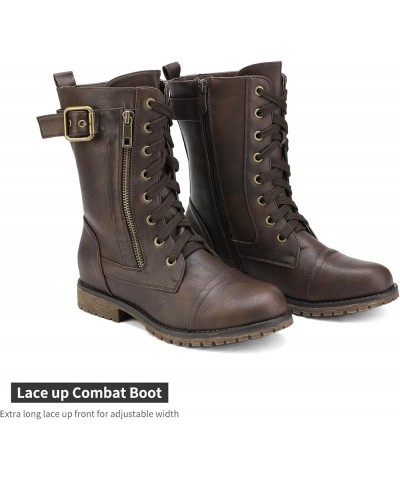 Women's Ankle Bootie Winter Lace up Mid Calf Military Combat Boots Mission-brown $27.53 Boots