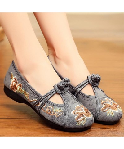 Women's Canvas Shoes Embroidered Flower Art Ballet Shoes Walking Shoes Mary Jane Shoes,Pink,34 39 Black $18.00 Flats