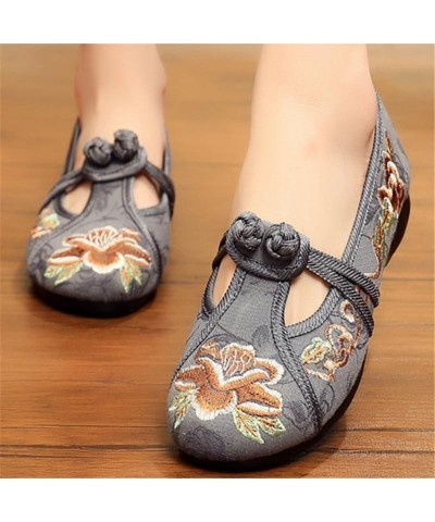 Women's Canvas Shoes Embroidered Flower Art Ballet Shoes Walking Shoes Mary Jane Shoes,Pink,34 39 Black $18.00 Flats