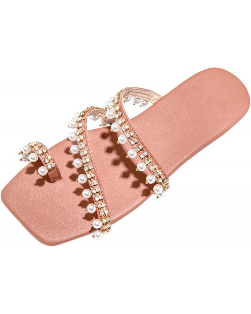 Summer Women Ladies Fashion Casual Flat Retro Slippers Crystal Shoes Sandals Casual Slippers Pink $13.44 Sandals