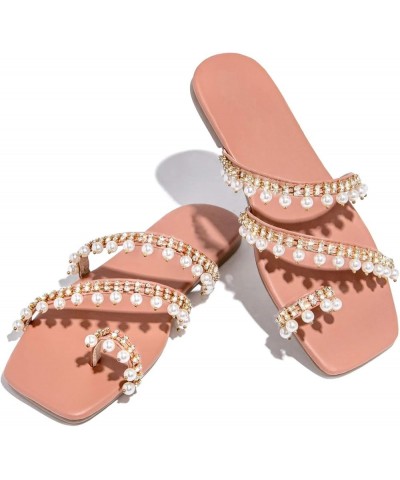 Summer Women Ladies Fashion Casual Flat Retro Slippers Crystal Shoes Sandals Casual Slippers Pink $13.44 Sandals