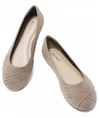 Women's Wide Width Flats Shoes - Casual Comfortable Round Plus Size Ballet Shoes. 2308-0002 Tan $24.18 Flats