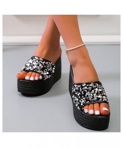 Women's Platform Sandals Wedge Ankle Strap Open Toe Sandals Sandals for Women Dressy Summer Wedge Black $19.28 Sandals