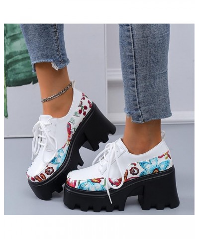 Women Unpositioned Printing Sandals Thick Heel Thick Sole Retro Small Leather Shoes Flower Feature Non Positioning Printing T...