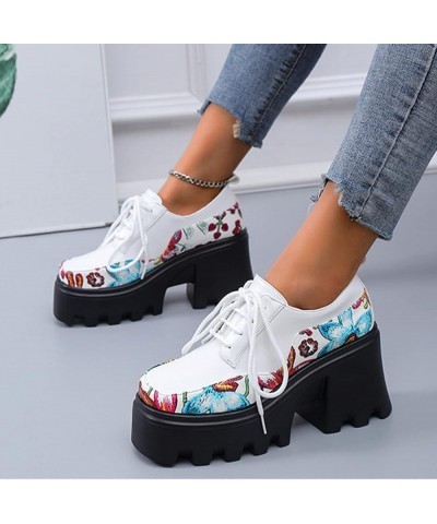 Women Unpositioned Printing Sandals Thick Heel Thick Sole Retro Small Leather Shoes Flower Feature Non Positioning Printing T...