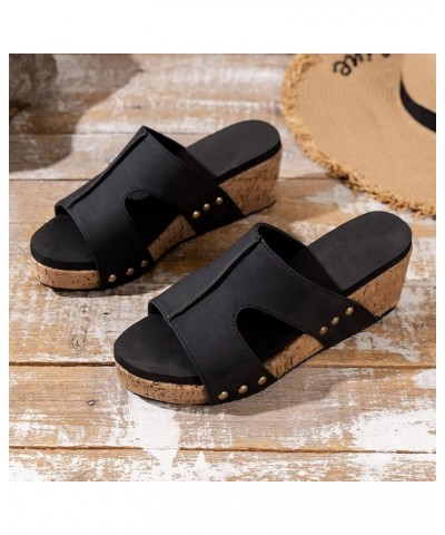 Flip Flops For Heel Strap Women Slides Womens Sandals Dressy Heavy Duty Drawer Slides Mary Jane Flats Sandals Black-8 $11.67 ...