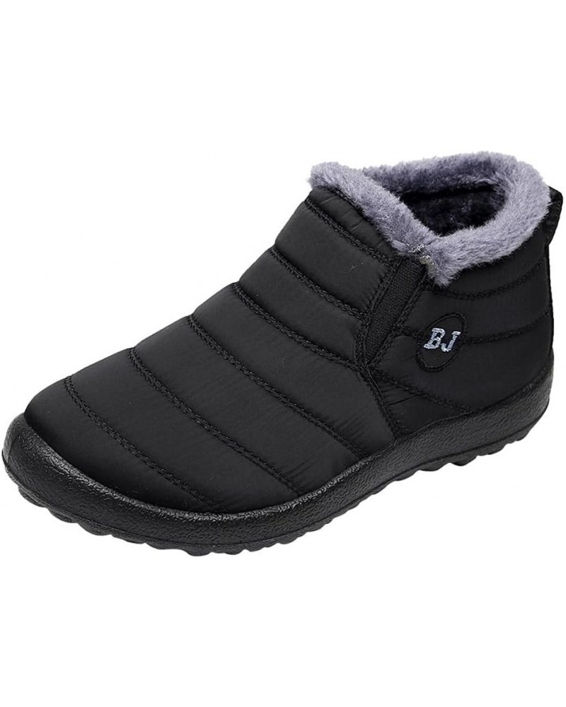 Womens Winter Snow Boots Fur Lined Warm Ankle Boots Slip On Waterproof Outdoor Booties Comfy Shoes for Women 08 A2-black $16....