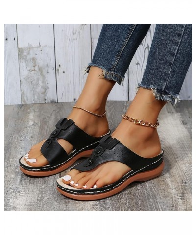 Sandals for Women Dressy Summer, Orthopedic Sandals for Women Open Toe Wedge Sandals Summer Beach Sandals Slippers X12-black ...