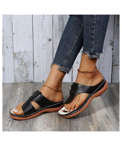 Sandals for Women Dressy Summer, Orthopedic Sandals for Women Open Toe Wedge Sandals Summer Beach Sandals Slippers X12-black ...